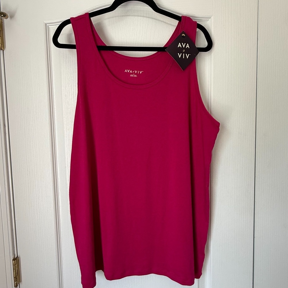 NWT Ava & Viv Plus Size Tank Top 3X Pink Scoop Neck Sleeveless Womens Layering - Picture 4 of 8